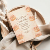Blush Cinnamon Bow Little Bun 1st Birthday 招待状