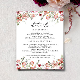Blush Colored Floral Wedding Details エンクロージャーカード
