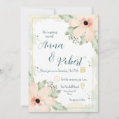 Blush Coneflower Watercolour Florals Wedding 招待状 (正面)