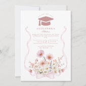 Blush Coquette Floral Graduation 招待状 (正面)