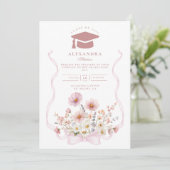 Blush Coquette Floral Graduation 招待状 (スタンド正面)