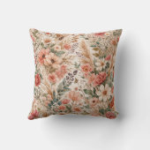 Blush Coral Wildflower Boho Garden Pattern クッション (裏面)