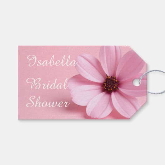 Blush Cosmos Floral Bridal Shower Script Design ギフトタグ (正面(横))