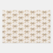 Blush Cream Candy Canes Airplanes Bows Christmas ラッピングペーパーシート (正面3)