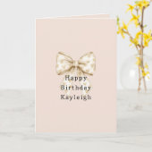 Blush Cream Hearts Bows Birthday カード (黄色い花)