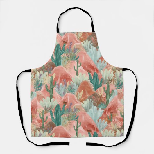 Blush Desert Bloom Watercolor Canyon エプロン (正面)