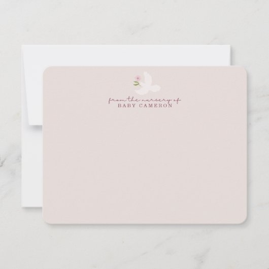 Blush Dove Nursery Note Card 招待状 (正面)