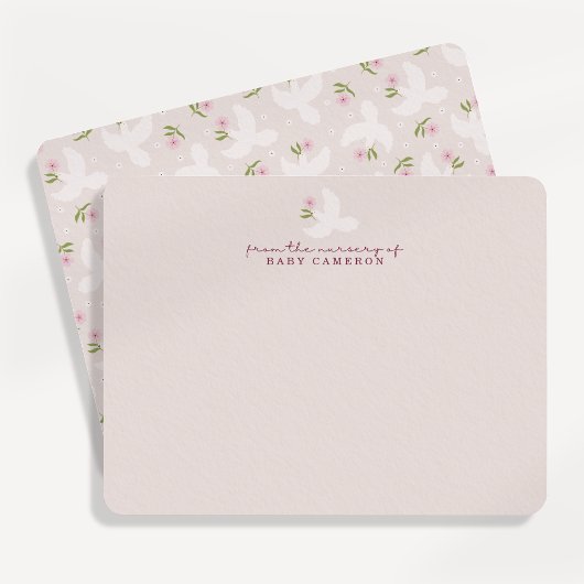 Blush Dove Nursery Note Card 招待状