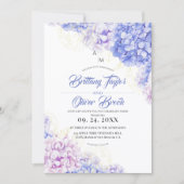 Blush Dusty and Navy Blue Hydrangea Wedding  招待状 (正面)