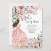 Blush Dusty Pink Floral Dress Quinceañera Sweet 16 招待状 (裏面)