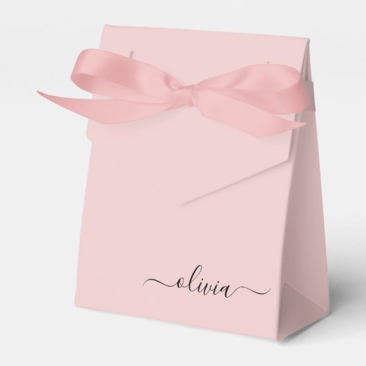 Blush Dusty Pink Girly Script Monogram Name Modern フェイバーボックス (正面サイド)