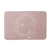 Blush Dusty Pink Modern Script Girly Monogram Name バスマット (正面)