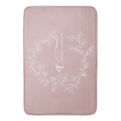 Blush Dusty Pink Modern Script Girly Monogram Name バスマット (正面縦)