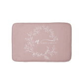 Blush Dusty Pink Modern Script Girly Monogram Name バスマット (正面)