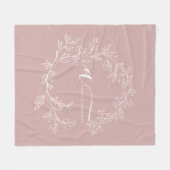Blush Dusty Pink Modern Script Girly Monogram Name フリースブランケット (正面(横))