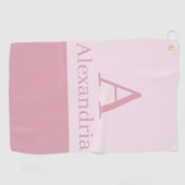 Blush Dusty Pink Monogram Initial Name Minimal ゴルフタオル (横)