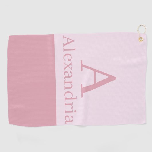 Blush Dusty Pink Monogram Initial Name Minimal ゴルフタオル (横)