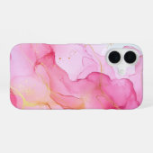 Blush Éclat Luxury Pink Watercolor Gold iPhone 16ケース (裏面横)