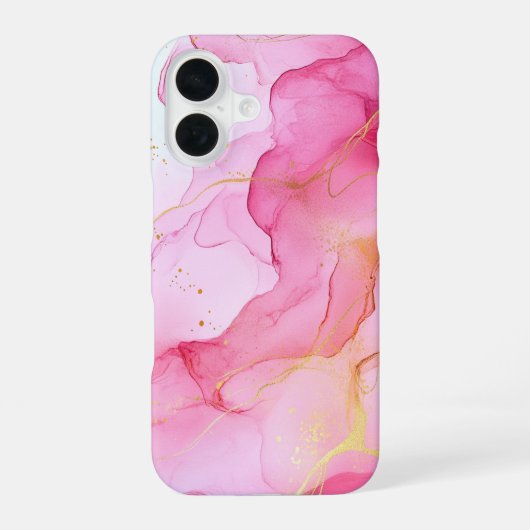 Blush Éclat Luxury Pink Watercolor Gold iPhone 16ケース (裏面)