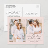 Blush | Elegant Script 2 Photo Save the Date 案内ポストカード (正面/裏面)