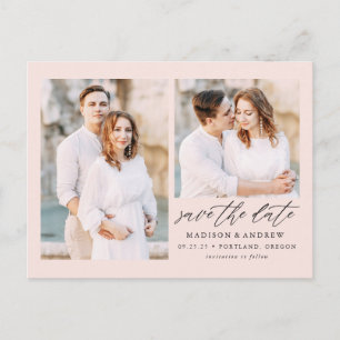 Blush   Elegant Script 2 Photo Save the Date 案内ポストカード