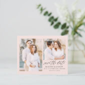 Blush | Elegant Script 2 Photo Save the Date 案内ポストカード (スタンド正面)
