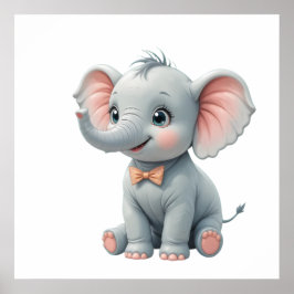 Blush Elephant Baby Room Poster – Animal Nursery  ポスター