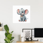 Blush Elephant Baby Room Poster – Animal Nursery ポスター (ホームオフィス)