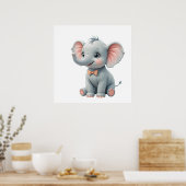 Blush Elephant Baby Room Poster – Animal Nursery ポスター (キッチン)