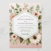 Blush Ethereal Anemone Wedding 招待状 (正面)