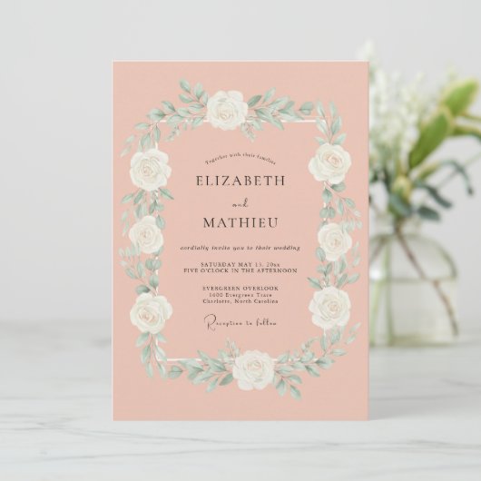 Blush Ethereal Botanical Wedding 招待状 (スタンド正面)