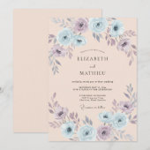 Blush Ethereal Light Blue Floral Wedding 招待状 (正面/裏面)