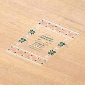 Blush Evergreen Ugly Sweater Christmas Party アクリル招待状 (レイダウン)