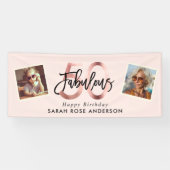 Blush Fabulous 50th Happy Birthday Photo Pink 横断幕 (横)