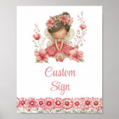 Blush Fairy Girl Whimsical Floral Birthday Custom  ポスター (正面)