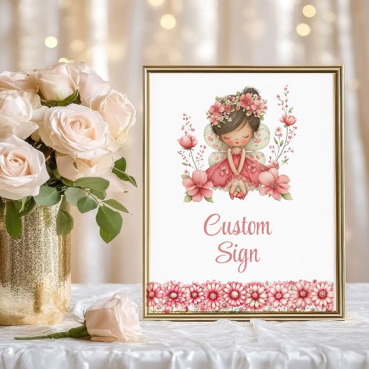 Blush Fairy Girl Whimsical Floral Birthday Custom  ポスター