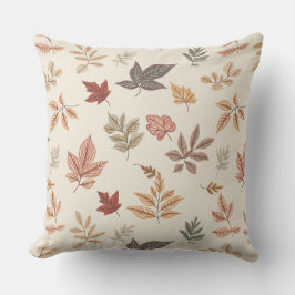 Blush Fall Leaves Pattern Throw Pillow アウトドアクッション