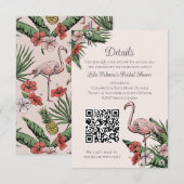 Blush Flamingo Bridal Shower Website QR Code エンクロージャーカード (正面/裏面)
