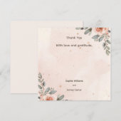 Blush Floral オリジナル 水彩 結婚式 サンクスカード サンキューカード (正面/裏面)