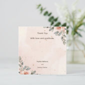 Blush Floral オリジナル 水彩 結婚式 サンクスカード サンキューカード (スタンド正面)