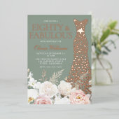  Blush Floral 80th Birthday Rose Gold Gown 箔招待状 (立ち正面)