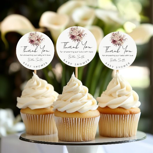 Blush Floral Baby Shower Thank You ラウンドシール