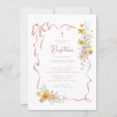 Blush Floral Baptism Invitation 招待状 (正面)