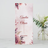 Blush Floral Botanical Wedding Ceremony Program 招待状 (スタンド正面)