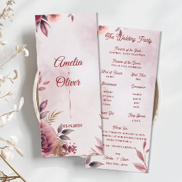 Blush Floral Botanical Wedding Ceremony Program 招待状