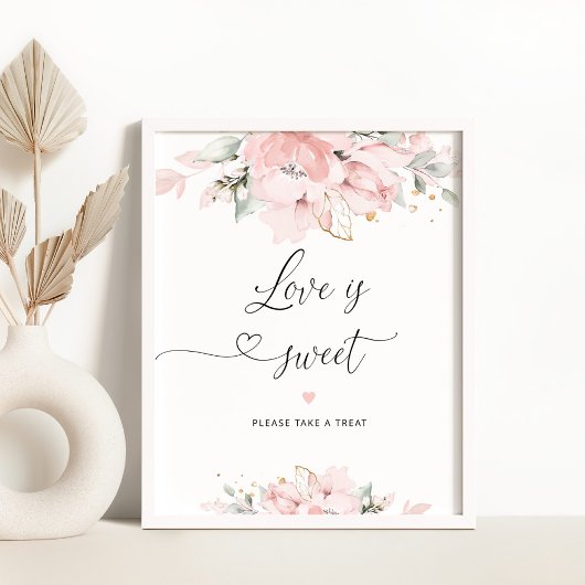 Blush floral bridal shower Love is sweet Poster ポスター