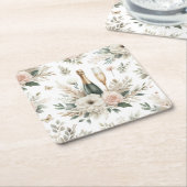 Blush Floral Champagne Coasters スクエアペーパーコースター (アングル)