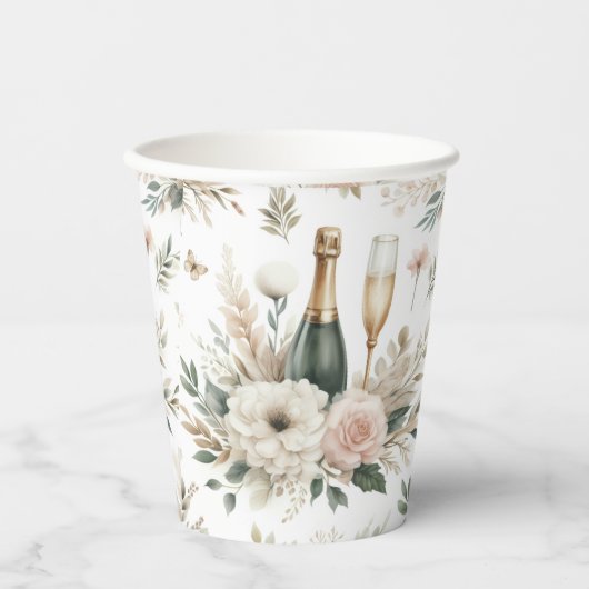 Blush Floral Champagne Cups 紙コップ (正面)