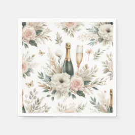 Blush Floral Champagne Napkins スタンダードカクテルナプキン