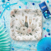 Blush Floral Champagne Party Plates ペーパープレート (パーティー)